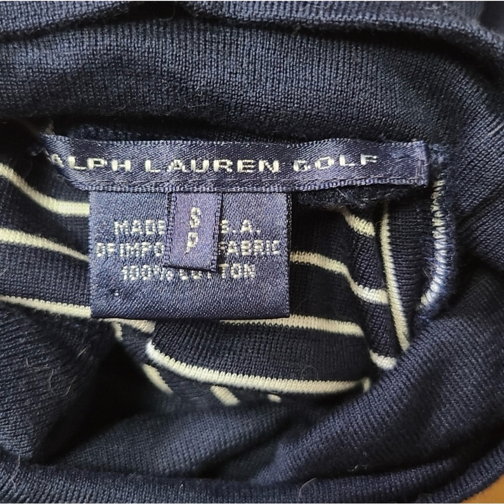 Ralph Lauren Golf Sleeveless Turtleneck Navy White Striped Knit Top Size SP - Picture 4 of 4